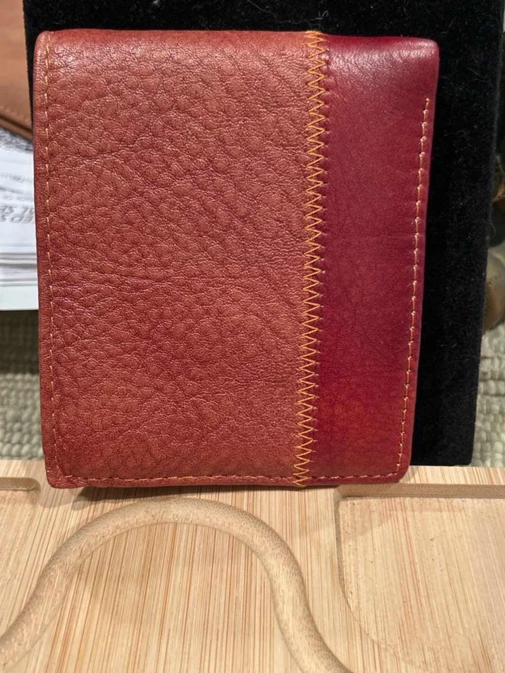 Red Leather Men's Bifold Wallet